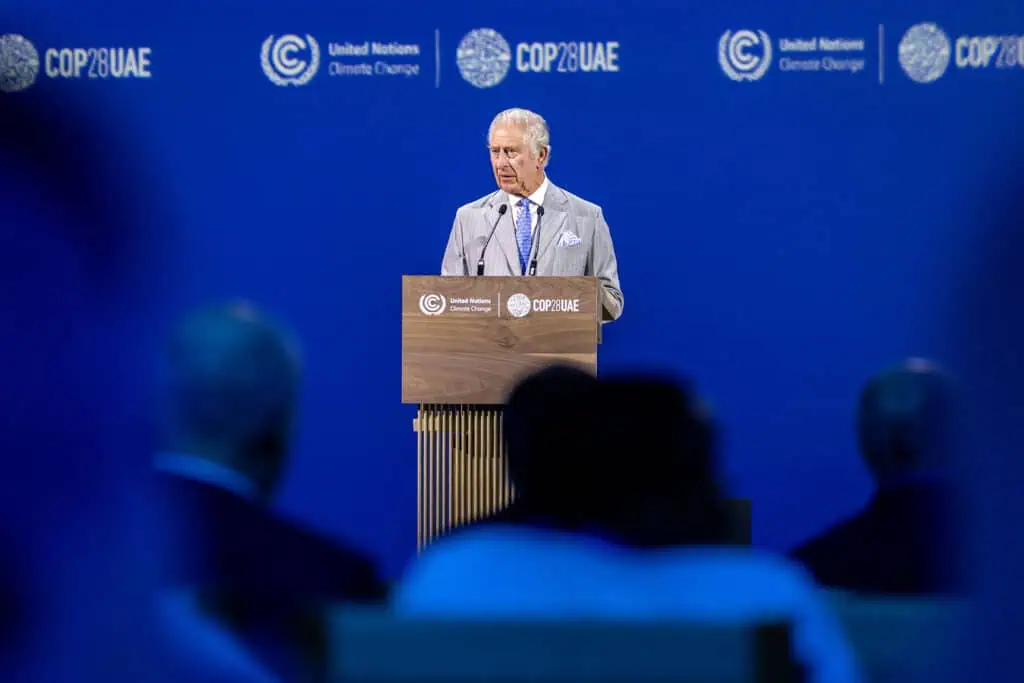 King Charles at COP28 UAE conference in Dubai.
