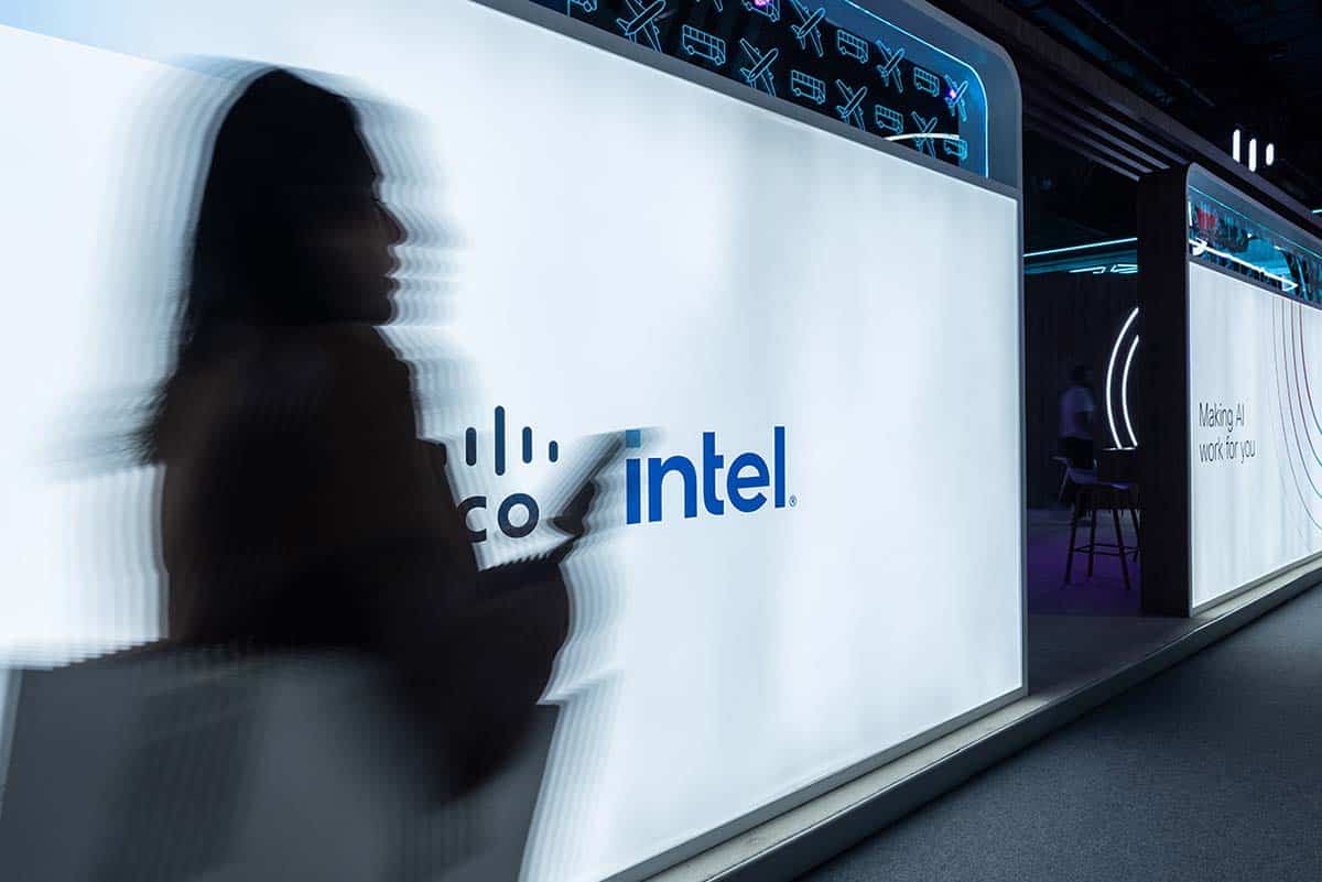 Cisco x Intel stand during the GITEX 2025 edition in Dubai, UAE at the World Trade Center.