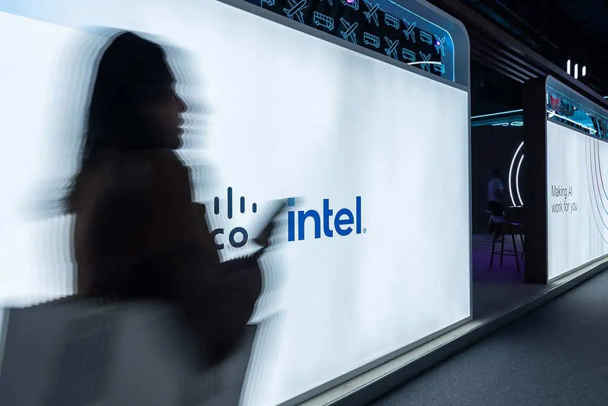 Cisco x Intel stand during the GITEX 2025 edition in Dubai, UAE at the World Trade Center.