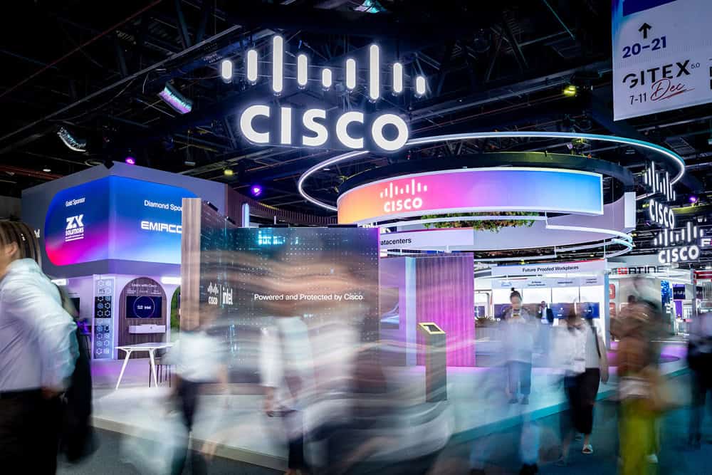 Cisco stand during the GITEX 2025 in Dubai, UAE