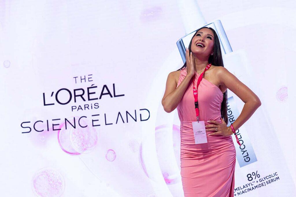 A young lady attends L'Oreal Product Launch event at the Museum of the Future in Dubai, UAE